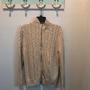 L.L. Bean Beige Zip-Up Sweater
